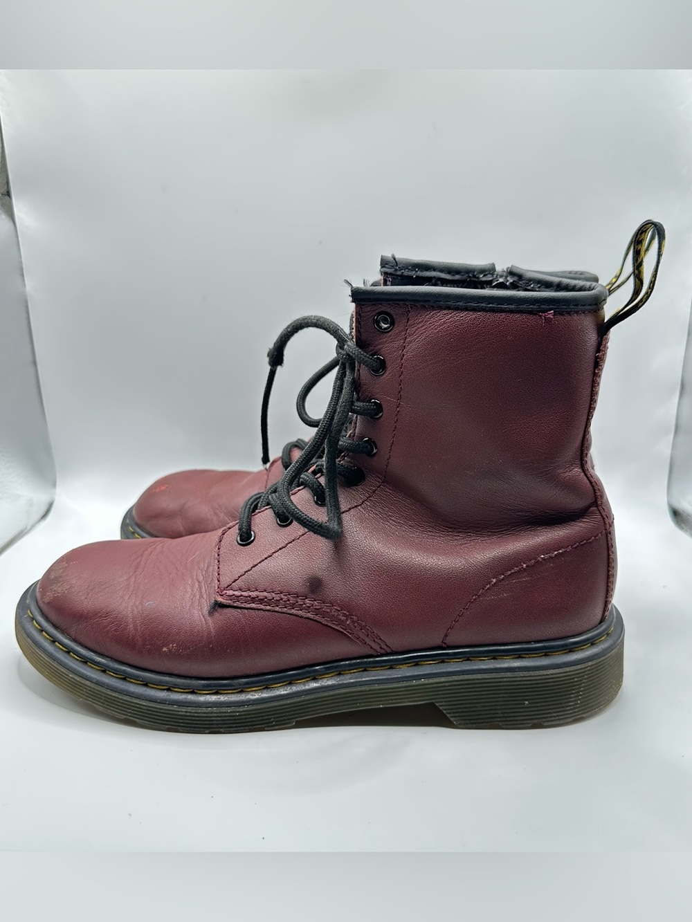 Dr. Martens Black Leather Boots with Burgundy Interior